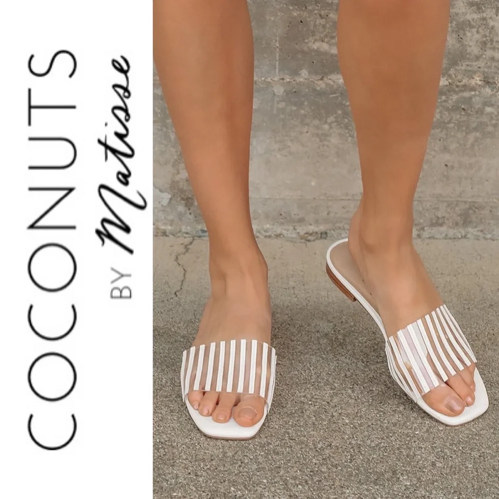 Up Late White Crocodile-Embossed Slide Sandals from Coconuts by Matisse